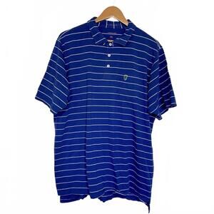 B. Draddy Men’s Golf Polo Royal Blue with Light Blue & White Stripes | Size XL